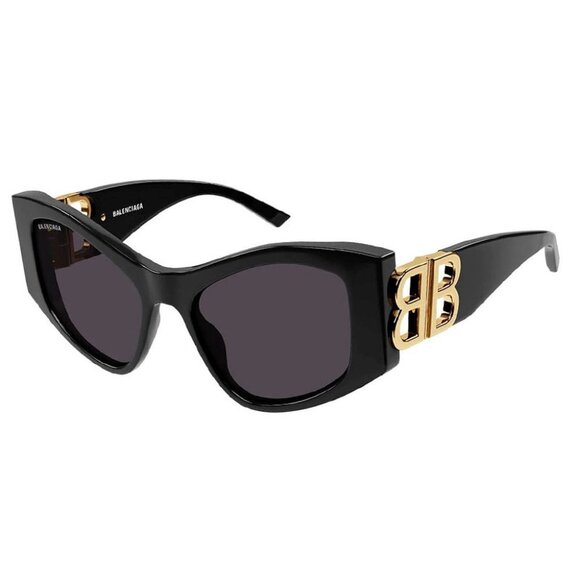 NWT BALENCIAGA SUNGLASSES WOMEN BLACK GOLD CAT EYE EYEWEAR - Picture 1 of 4